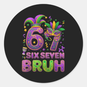 67 Bruh Mardi Gras Narrrenmaske New Orleans  Runder Aufkleber
