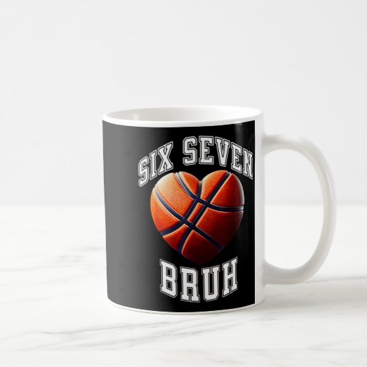 67 Bruh Meme Basketball Six Seven Heart Funny  Kaffeetasse (Rechts)