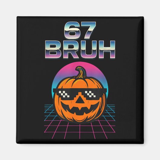 67 Bruh Meme Halloween Pumpkin 6 7 Brainrot Six Se Magnet (Vorne)