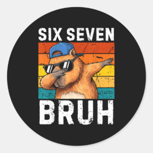 67 Bruh Meme Lustig 6 7 Capybara Für Jungen Kinder Runder Aufkleber