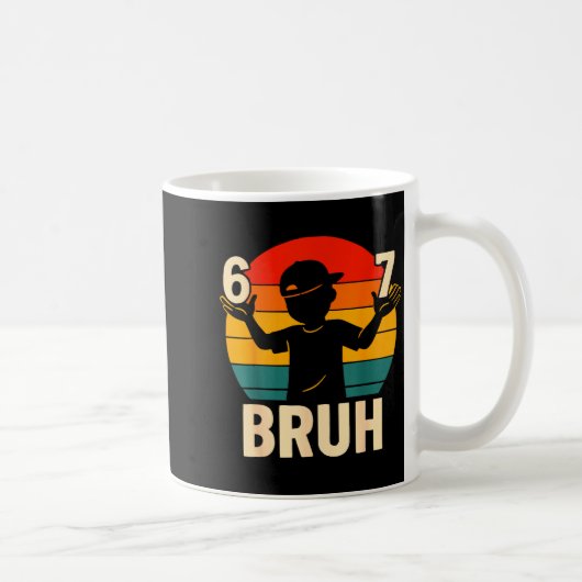 67 Bruh Retro Boy 6 7 Meme Kids Kindergarten Teen Kaffeetasse (Rechts)