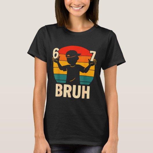 67 Bruh Retro Boy 6 7 Meme Kids Kindergarten Teen  T-Shirt (Vorderseite)