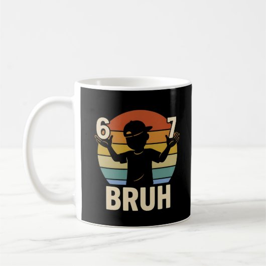 67 Bruh Retro Junge 6 7 Meme Kinder Kindergarten Kaffeetasse (Links)