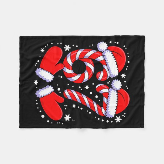 67 Candy Canes Santa  Fleecedecke (Vorderseite (Horizontal))