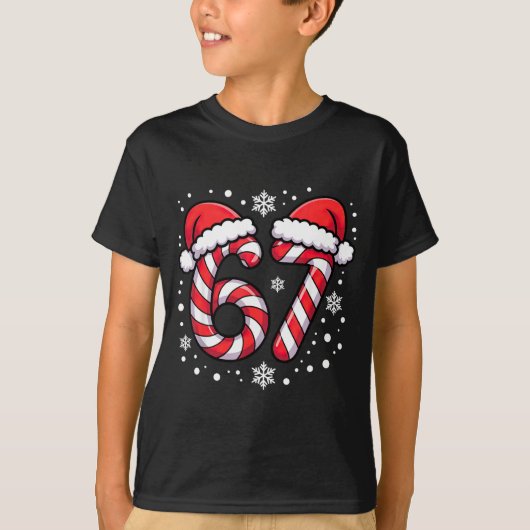 67 Candy Canes Santa  T-Shirt (Vorderseite)