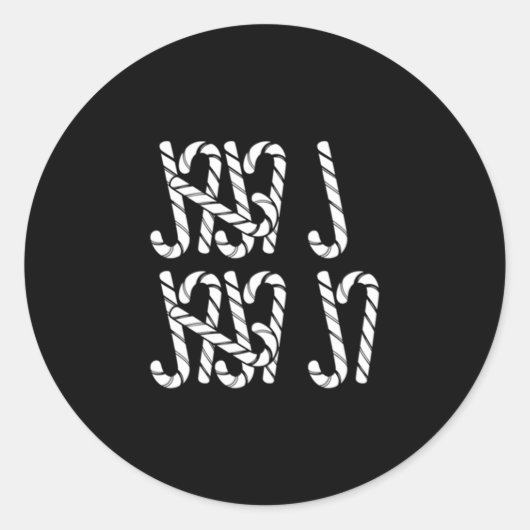 67 Candy Canes Tally Marks Xmas Long Sleeve Runder Aufkleber (Vorderseite)