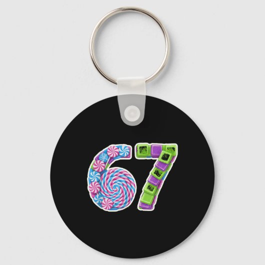 67 Candy-Themen-Nummer Spaß-Design Schlüsselanhänger (Vorderseite)