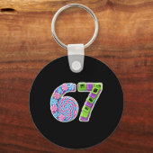 67 Candy-Themen-Nummer Spaß-Design Schlüsselanhänger (Vorderseite)