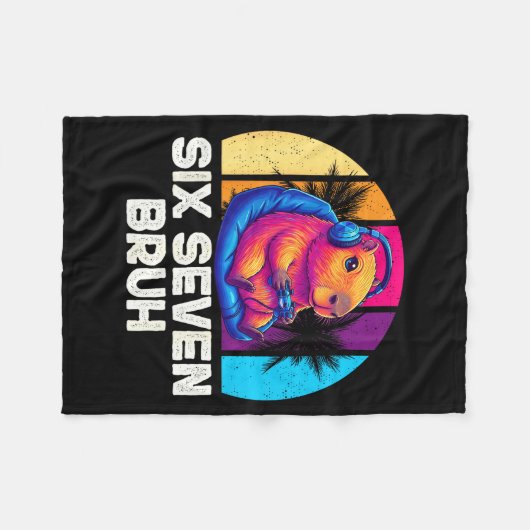 67 Capybara Funny Six Seven Bruh Capybara Video Ga Fleecedecke (Vorderseite (Horizontal))