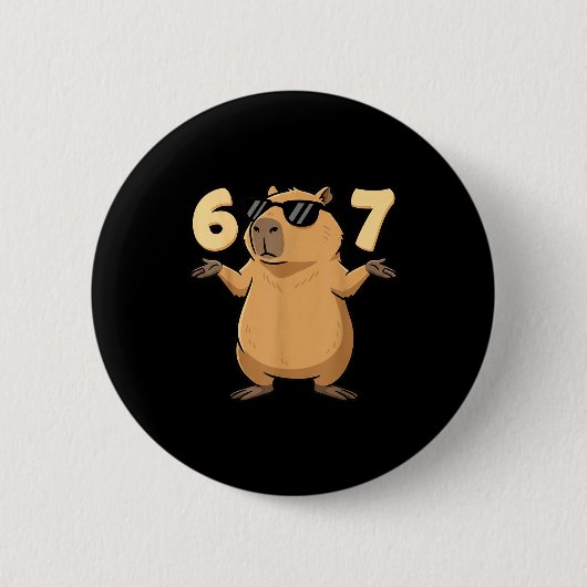 67 Capybara Meme 6 7 Aesthetic For Kids Young Adul Button (Vorderseite)