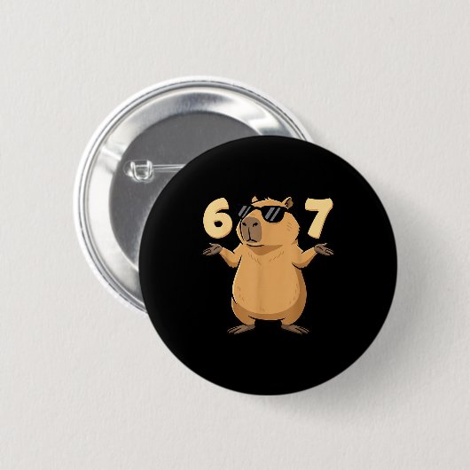 67 Capybara Meme 6 7 Aesthetic For Kids Young Adul Button (Vorne & Hinten)