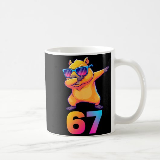 67 Capybara Sechs Sieben Meme Tier Coole Capybara  Kaffeetasse (Rechts)