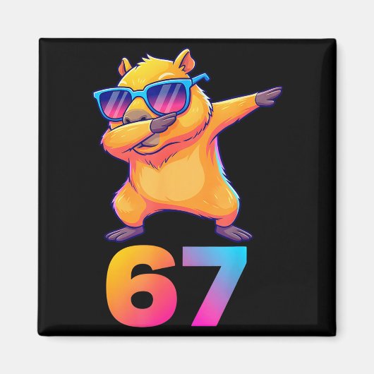 67 Capybara Sechs Sieben Meme Tier Coole Capybara Magnet (Vorne)
