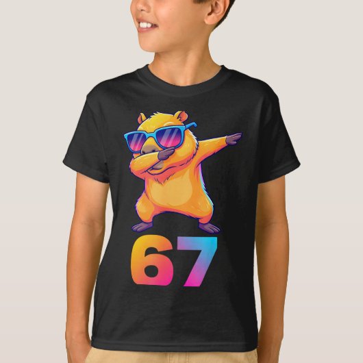 67 Capybara Six Seven Meme Animal Cool Capybara Da T-Shirt (Vorderseite)