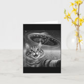 67 Cat Selfie With Alien Ufos Funny Cat Six Seven Karte (Gelbe Blume)