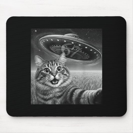 67 Cat Selfie With Alien Ufos Funny Cat Six Seven Mousepad (Vorne)