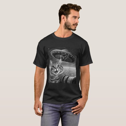 67 Cat Selfie With Alien Ufos Funny Cat Six Seven T-Shirt (Vorne ganz)