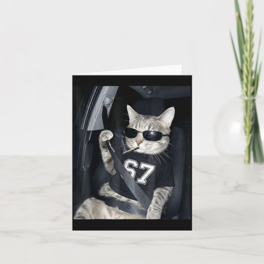 67 Cat Wearing Sungles Gen Alpha Smoking Cat  Karte (Vorderseite)
