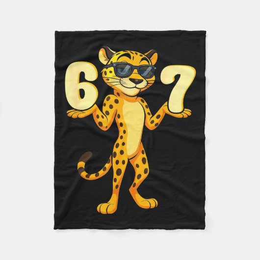 67 Cheetah Meme Six Seven Hände Bewegung Kinder Ju Fleecedecke (Vorderseite)