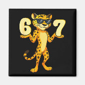 67 Cheetah Meme Six Seven Hands Motion Kids Teens  Magnet (Vorne)