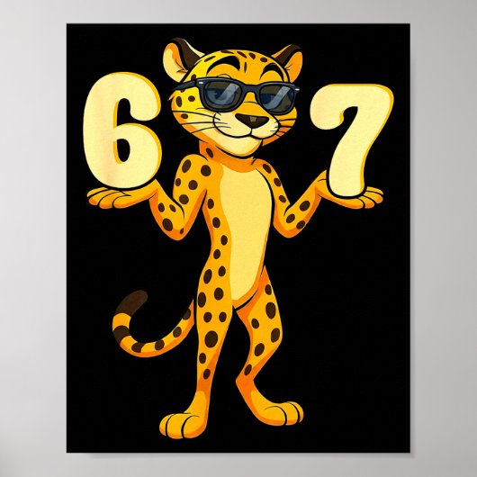 67 Cheetah Meme Six Seven Hands Motion Kids Teens Poster (Vorne)