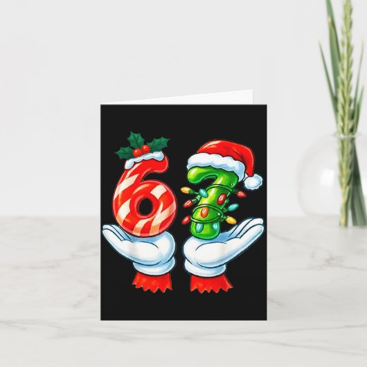 67 Christmas 67 Meme Gen Alpha Slang Candy Cane Xm Karte (Vorderseite)