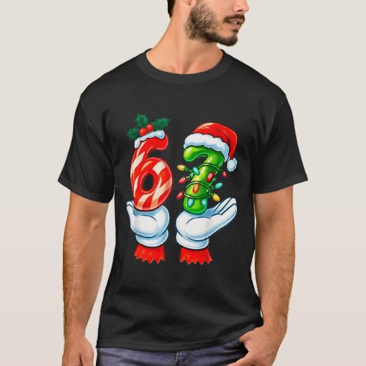 67 Christmas 67 Meme Gen Alpha Slang Candy Cane Xm T-Shirt (Vorderseite)