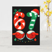 67 Christmas 6 7 Meme Cute Candy Cane 67 Meme Xmas Karte (Gelbe Blume)
