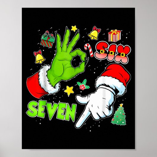 67 Christmas 6 7 Meme Elf Santa Pajamas Gen Alpha  Poster (Vorne)