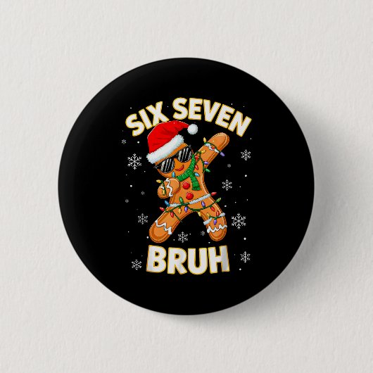 67 Christmas 6 7 Meme Gingerbread Man Xmas Pajamas Button (Vorderseite)