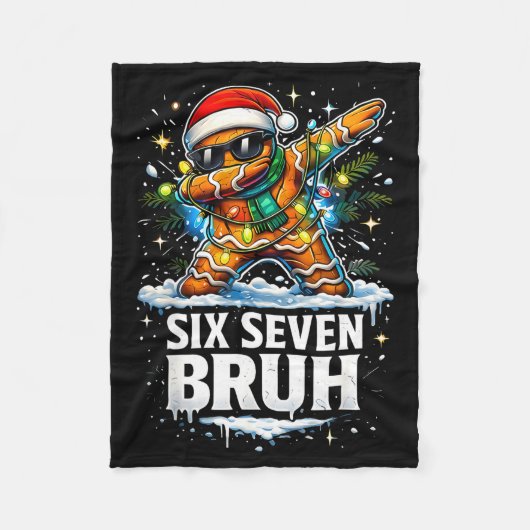 67 Christmas 6 7 Meme Gingerbread Man Xmas Pajamas Fleecedecke (Vorderseite)