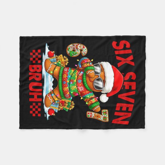 67 Christmas 6 7 Meme Gingerbread Man Xmas Pajamas Fleecedecke (Vorderseite (Horizontal))
