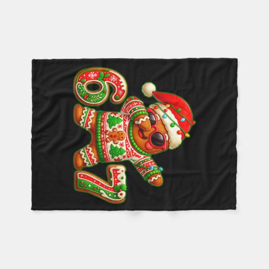 67 Christmas 6 7 Meme Gingerbread Man Xmas Pajamas Fleecedecke (Vorderseite (Horizontal))