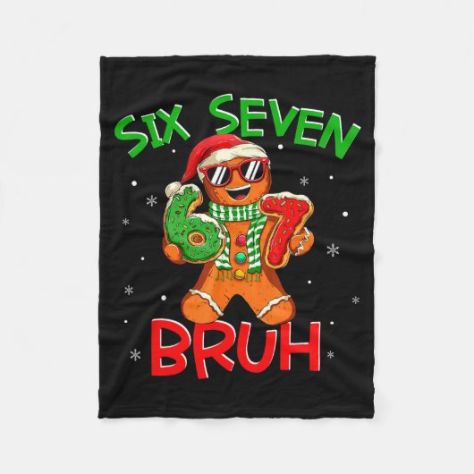 67 Christmas 6 7 Meme Gingerbread Man Xmas Pajamas Fleecedecke (Vorderseite)