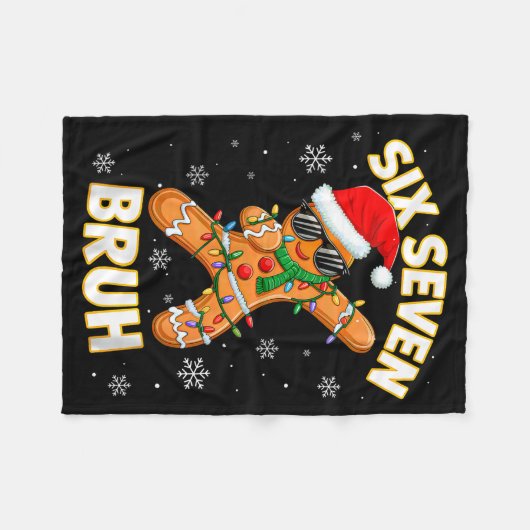 67 Christmas 6 7 Meme Gingerbread Man Xmas Pajamas Fleecedecke (Vorderseite (Horizontal))