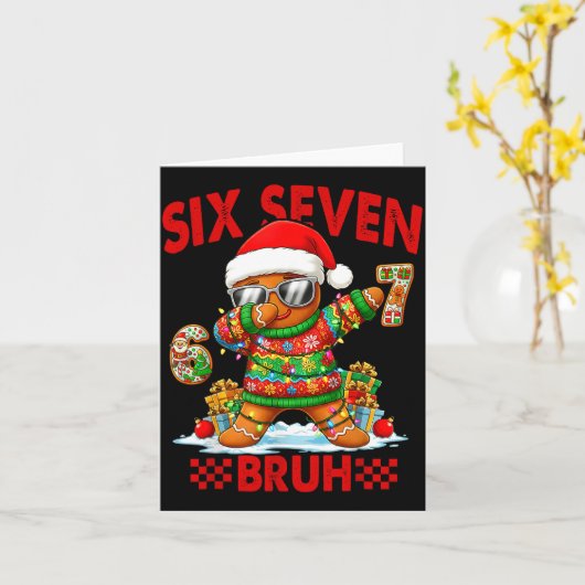 67 Christmas 6 7 Meme Gingerbread Man Xmas Pajamas Karte (Gelbe Blume)