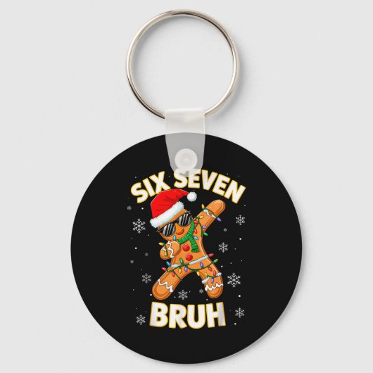 67 Christmas 6 7 Meme Gingerbread Man Xmas Pajamas Schlüsselanhänger (Vorderseite)