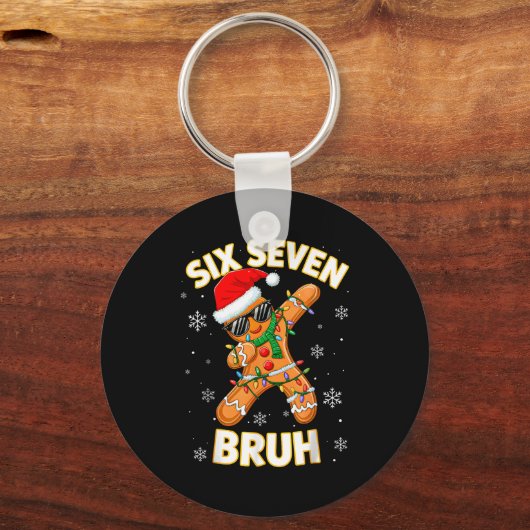 67 Christmas 6 7 Meme Gingerbread Man Xmas Pajamas Schlüsselanhänger (Vorderseite)