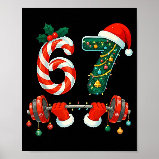 67 Christmas 6 7 Meme Gym Workout Fitness Men Wome Poster (Vorne)