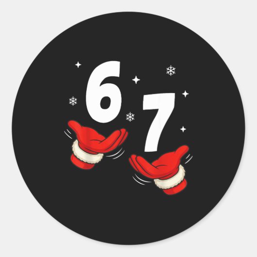 67 Christmas 6 7 Meme Hands 6-7 Pajamas Six Seven  Runder Aufkleber (Vorderseite)
