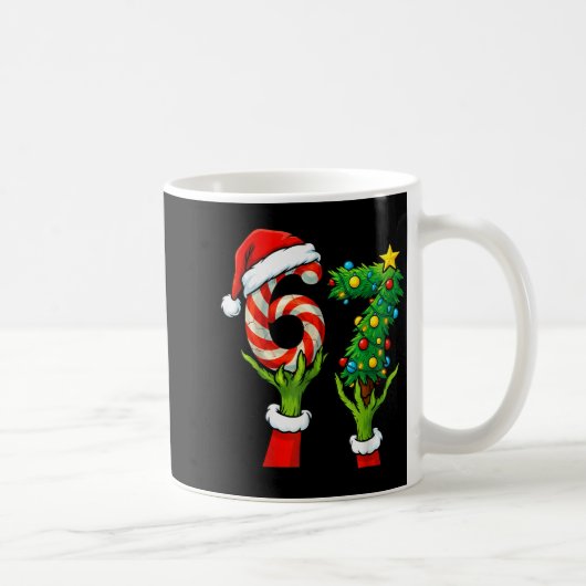 67 Christmas 6 7 Meme Hands Holiday Gen Alpha For Kaffeetasse (Rechts)