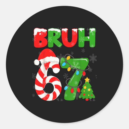 67 Christmas 6 7 Meme Pajamas 67 Bruh Slang  Runder Aufkleber (Vorderseite)