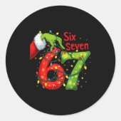 67 Christmas 6 7 Meme Pajamas Holiday Gen Alpha Sl Runder Aufkleber (Vorderseite)