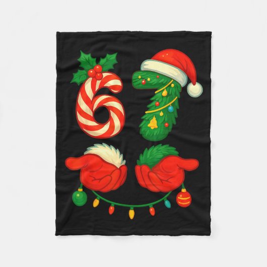 67 Christmas 6 7 Meme Pajamas Holiday Xmas  Fleecedecke (Vorderseite)