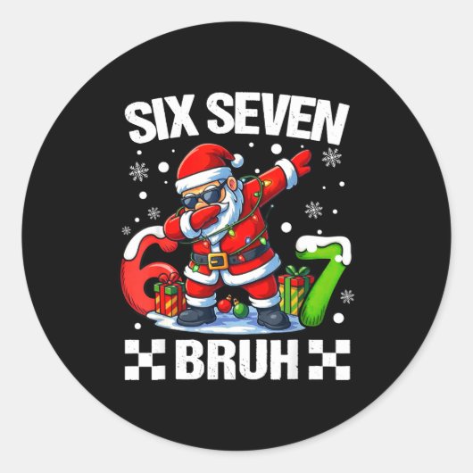 67 Christmas 6 7 Six Seven Bruh Xmas Holiday Gen A Runder Aufkleber (Vorderseite)