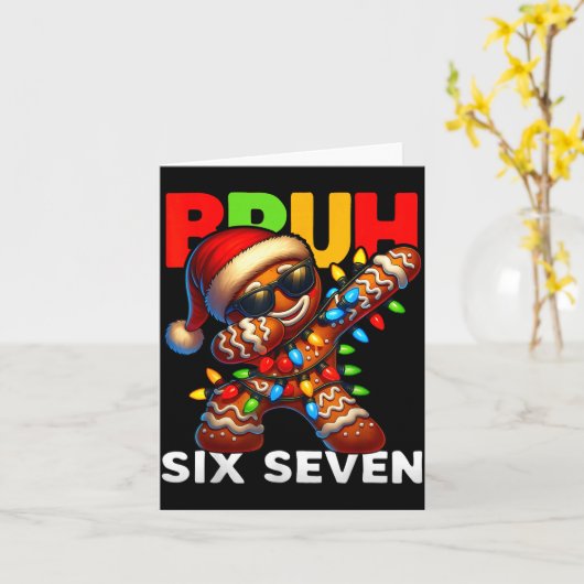 67 Christmas Bruh Funny 67 Gingerbread Dabbing Kid Karte (Gelbe Blume)