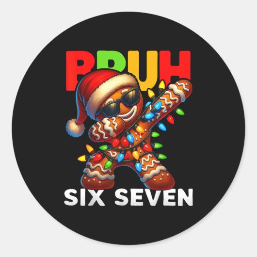 67 Christmas Bruh Funny 67 Gingerbread Dabbing Kid Runder Aufkleber (Vorderseite)