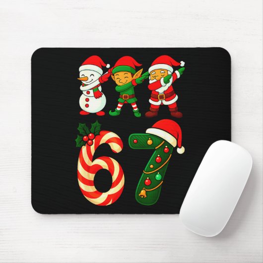 67 Christmas Dabbing Santa Elf Snowman Funny Six S Mousepad (Mit Mouse)