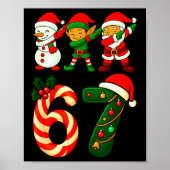 67 Christmas Dabbing Santa Elf Snowman Funny Six S Poster (Vorne)