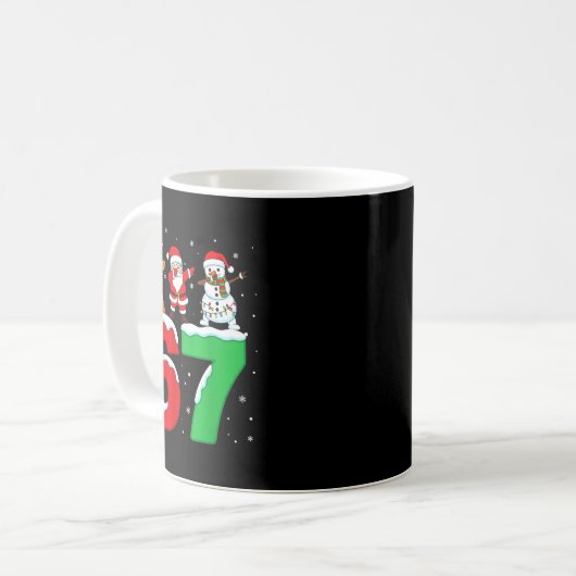 67 Christmas Dabbing Santa Snowman Funny Six Seven Kaffeetasse (Vorderseite Links)